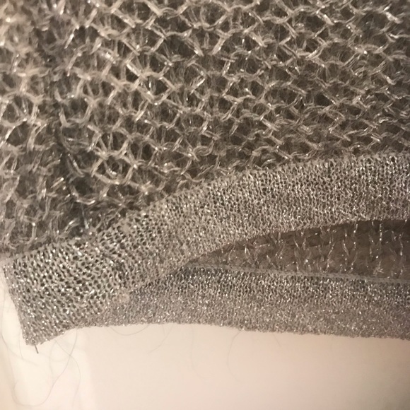 Ann Taylor Petite XS Silver-Gray Metallic Yarn Long Sleeve Henley - Picture 8 of 10